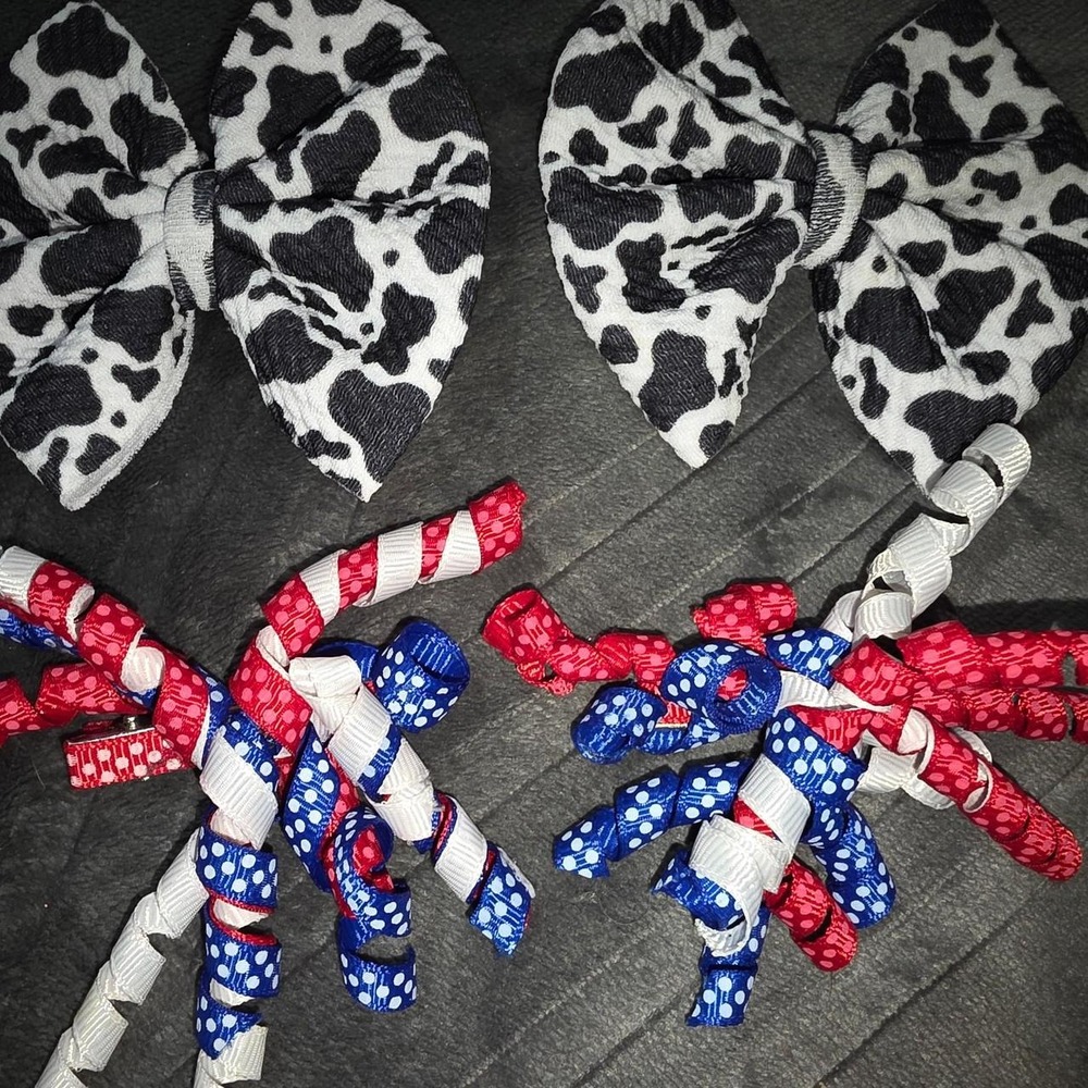 Set of 2 pairs (4 bows total) of hair bows